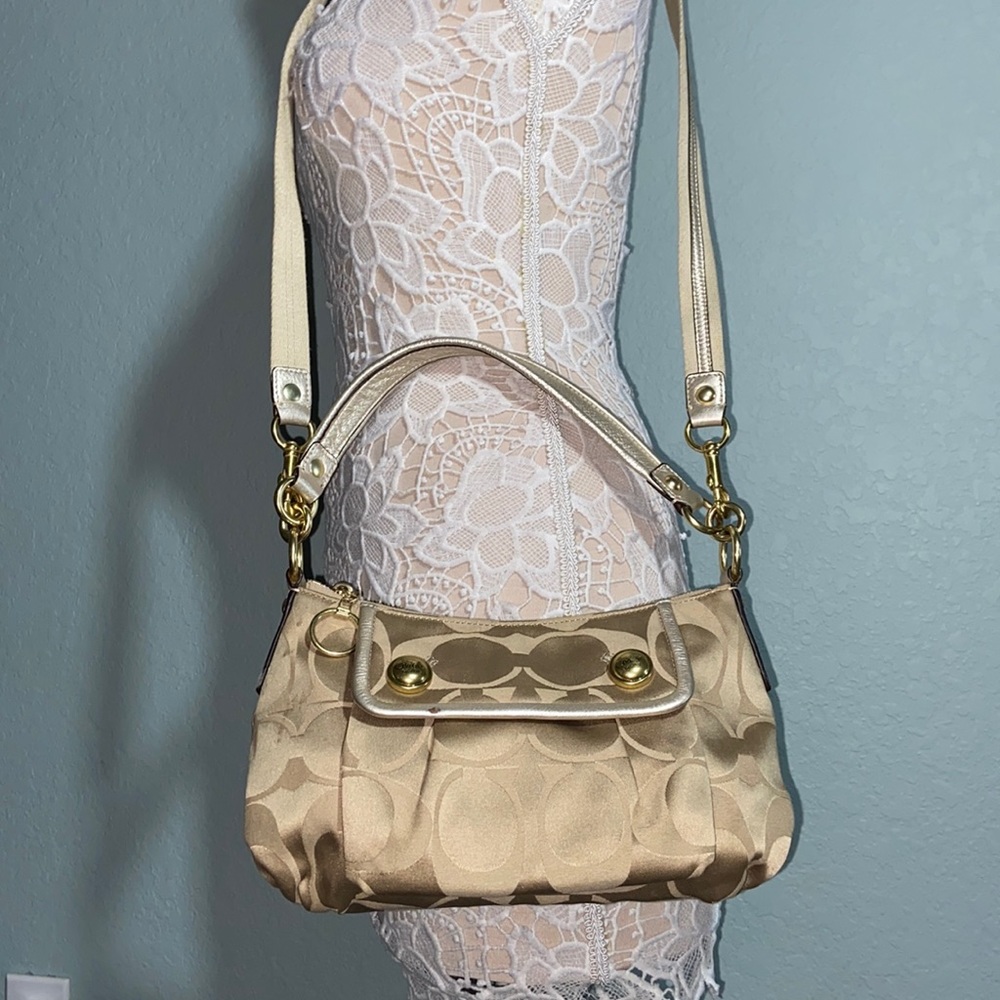 Coach 13833 Gold Poppy Signature Sateen Groovy Crossbody Shoulder Bag